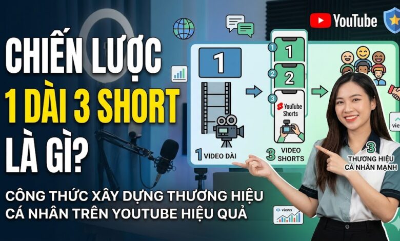 Tìm hiểu chiến lược 1 dài 3 short trên YouTube. Cách kết hợp video dài và Shorts để xây dựng thương hiệu cá nhân, tăng độ phủ và thu hút khách hàng tiềm năng.