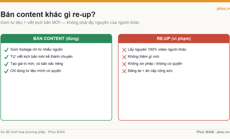Bán content khác re-up: gom tư liệu và viết kịch bản mới