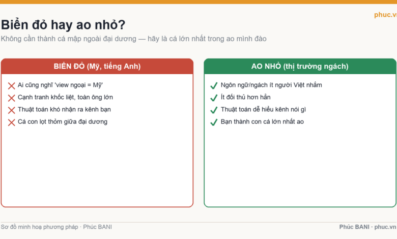 Biển đỏ thị trường Mỹ so với ao nhỏ thị trường ngách
