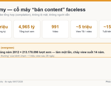 Infographic số liệu kênh FailArmy: 17,5 triệu người đăng ký, 4,965 tỷ view, 991 video (nguồn vidiq)