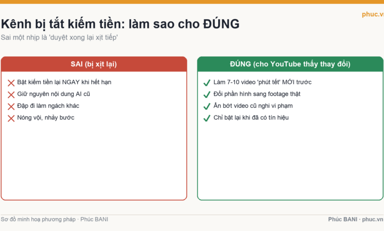 Cách đúng và cách sai khi khôi phục kênh bị tắt kiếm tiền