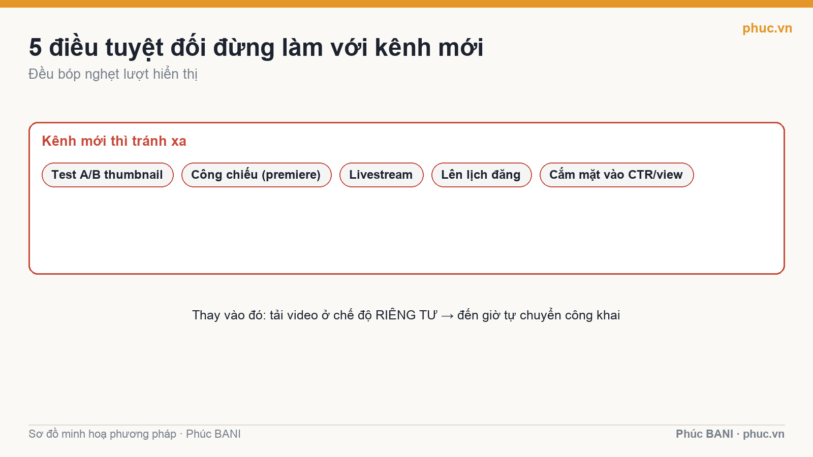 Năm điều đừng làm với kênh mới