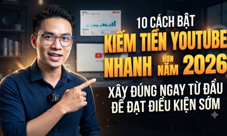 10 Cách Bật Kiếm Tiền YouTube Nhanh Hơn Năm 2026: Xây Đúng Ngay Từ Đầu Để Đạt Điều Kiện Sớm