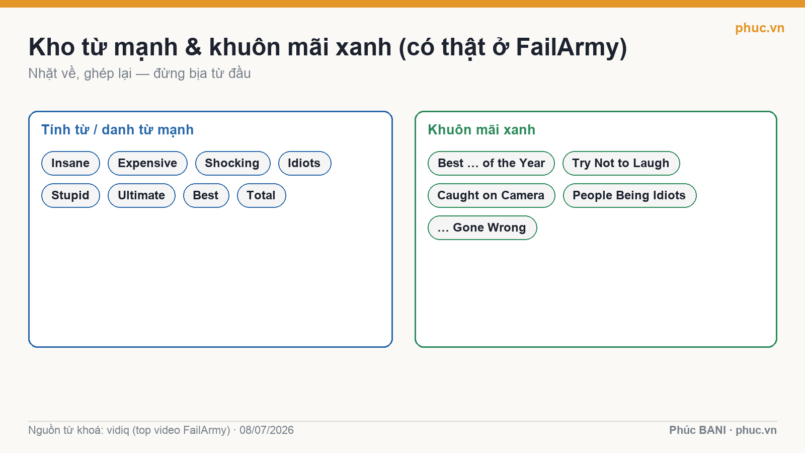 Kho tính từ mạnh và khuôn tiêu đề mãi xanh có thật ở FailArmy