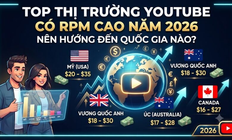 Top Thị Trường YouTube Có RPM Cao Năm 2026: Nên Hướng Đến Quốc Gia Nào?