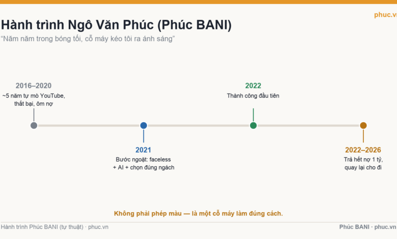 Dòng thời gian hành trình Phúc BANI từ bóng tối ra ánh sáng
