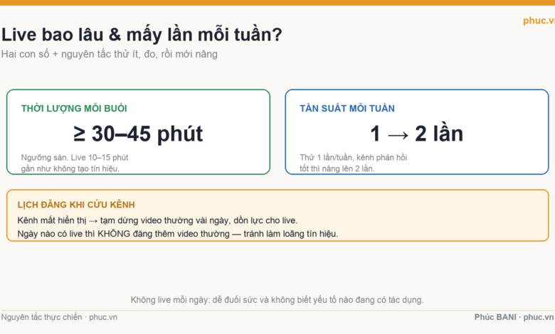 Khuyến nghị thời lượng và tần suất livestream cứu kênh YouTube