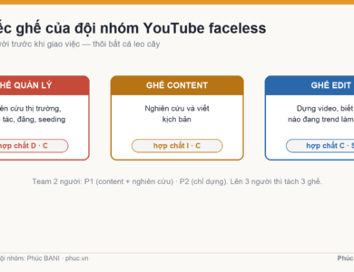 Sơ đồ ba chiếc ghế đội nhóm YouTube faceless và chất DISC phù hợp mỗi ghế