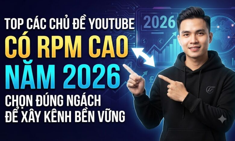 Top Các Chủ Đề YouTube Có RPM Cao Năm 2026: Chọn Đúng Ngách Để Xây Kênh Bền Vững