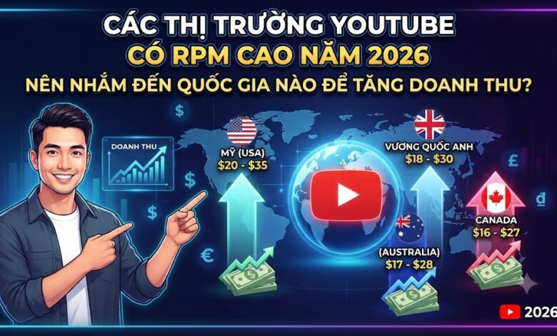 Các Thị Trường YouTube Có RPM Cao Năm 2026: Nên Nhắm Đến Quốc Gia Nào Để Tăng Doanh Thu?