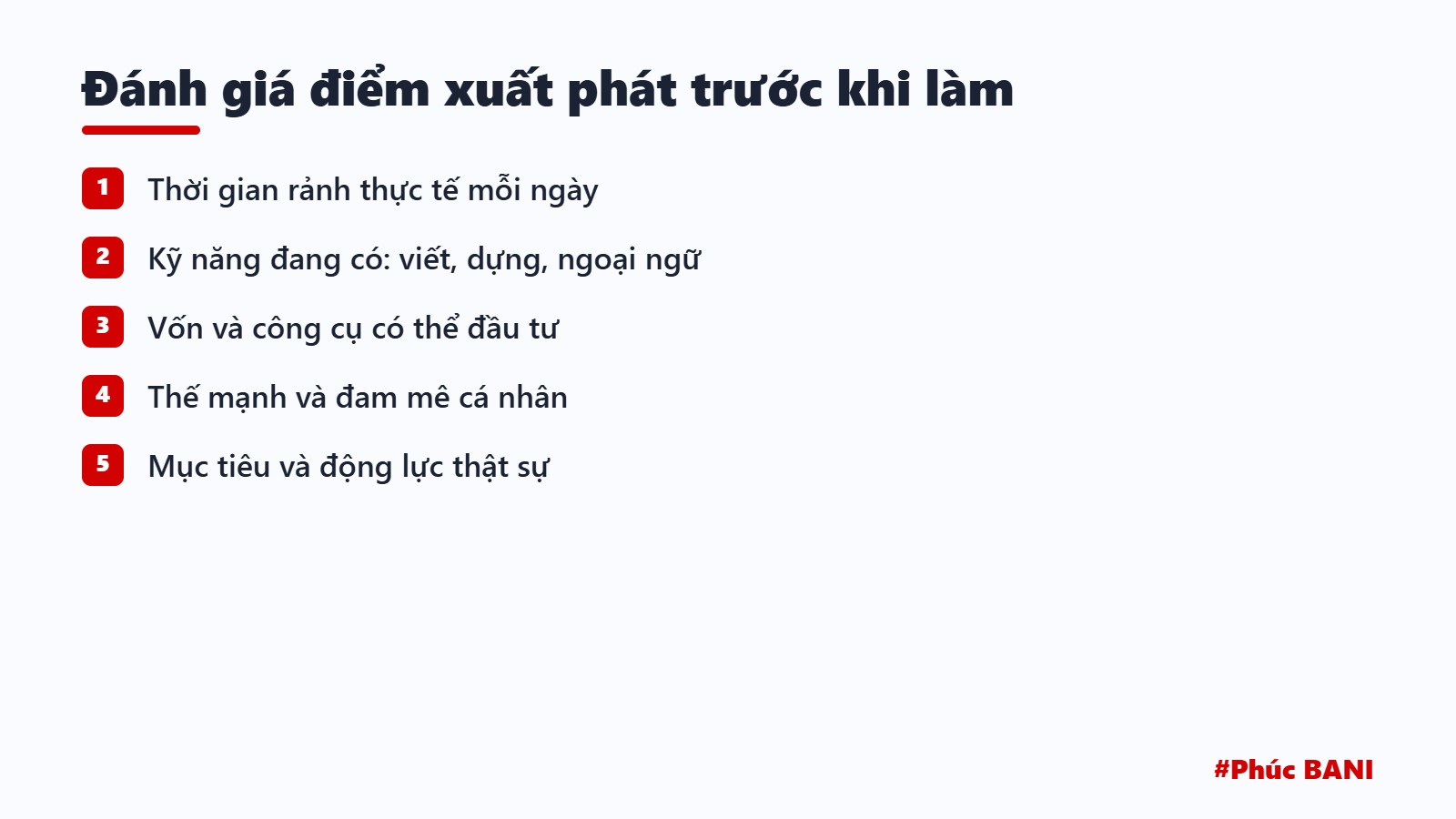 Đánh giá điểm xuất phát trước khi làm