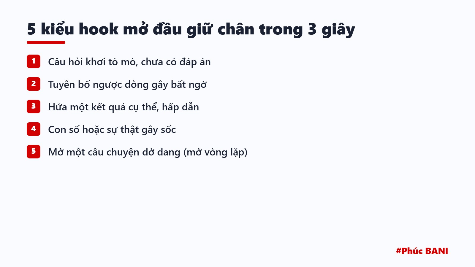 5 kiểu hook mở đầu giữ chân trong 3 giây
