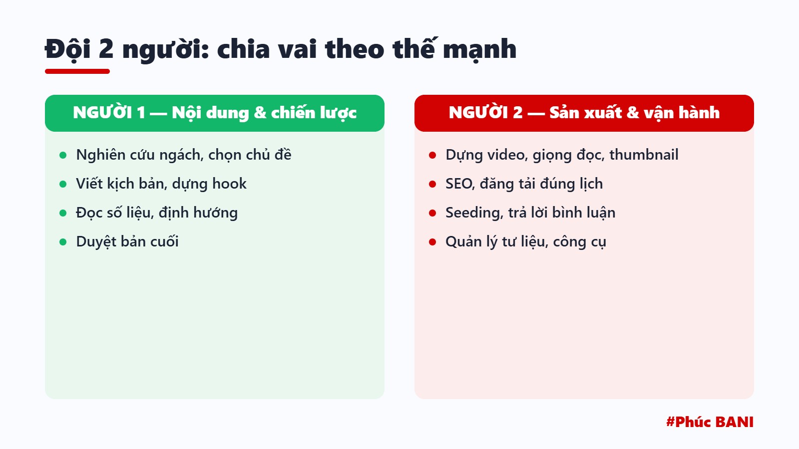 Đội 2 người: chia vai theo thế mạnh