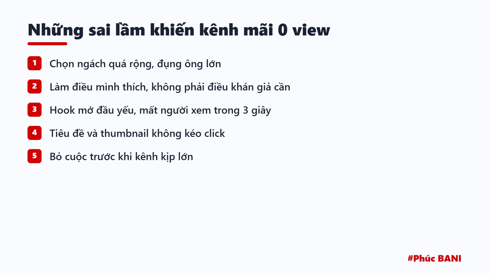 Những sai lầm khiến kênh mãi 0 view
