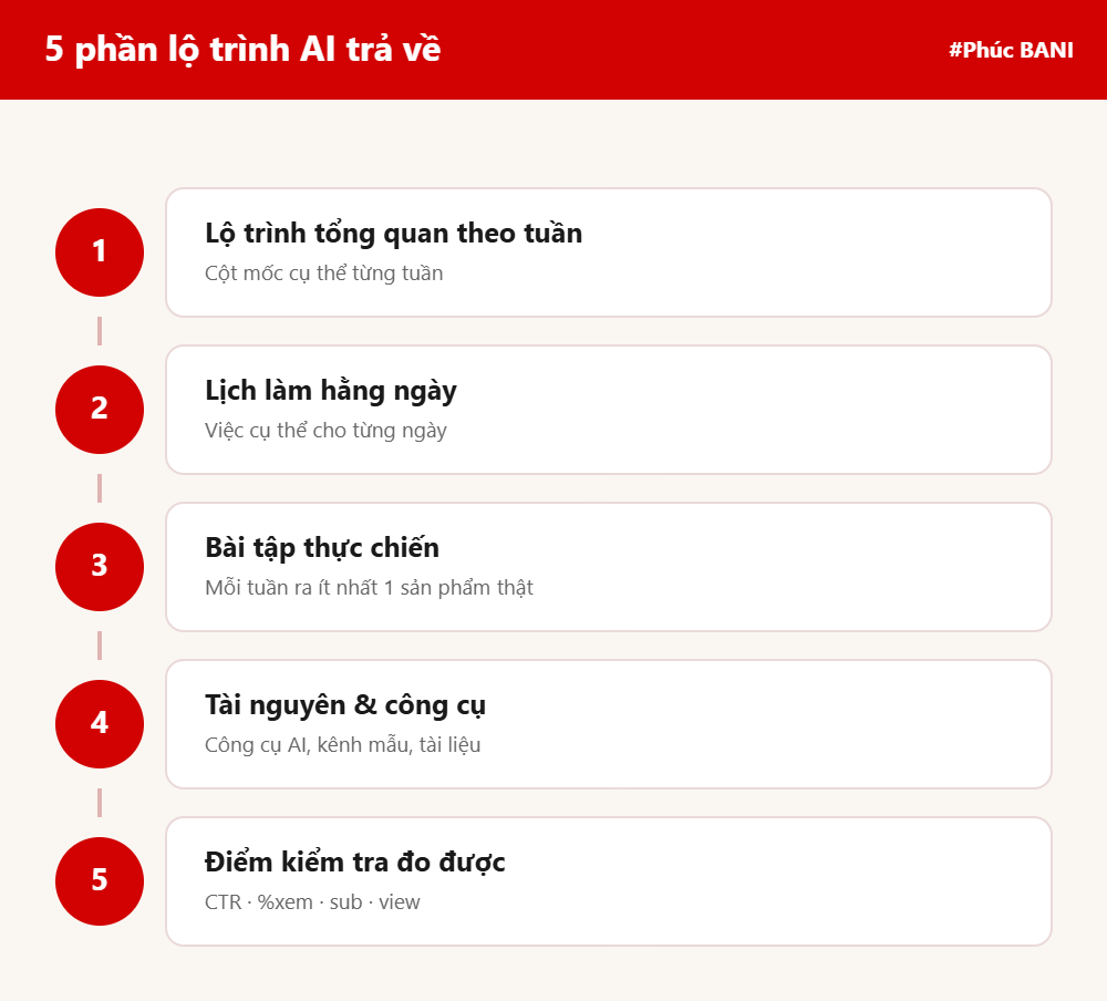 Sơ đồ 5 phần của lộ trình xây kênh YouTube